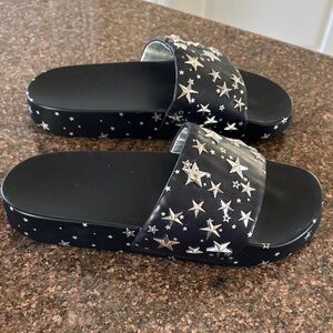 Tory Burch Ladies Black Star-Studded Slide Sandals-6-Pool-Beach